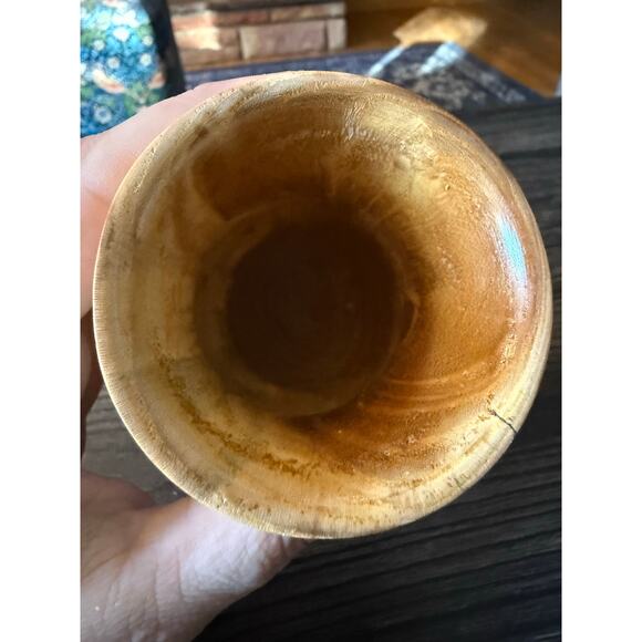 Artisan Made Vintage Mulberry Wood Vase - Picture 3 of 5